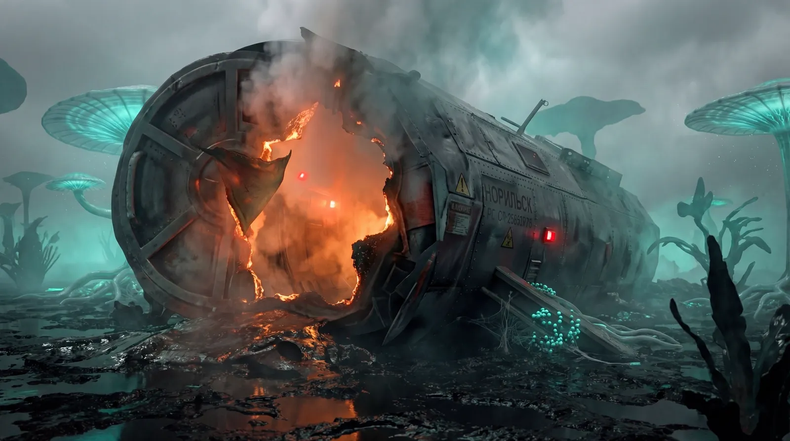 Sci-fi location reference — разбитая капсула «НОРИЛЬСК» на чужой планете
